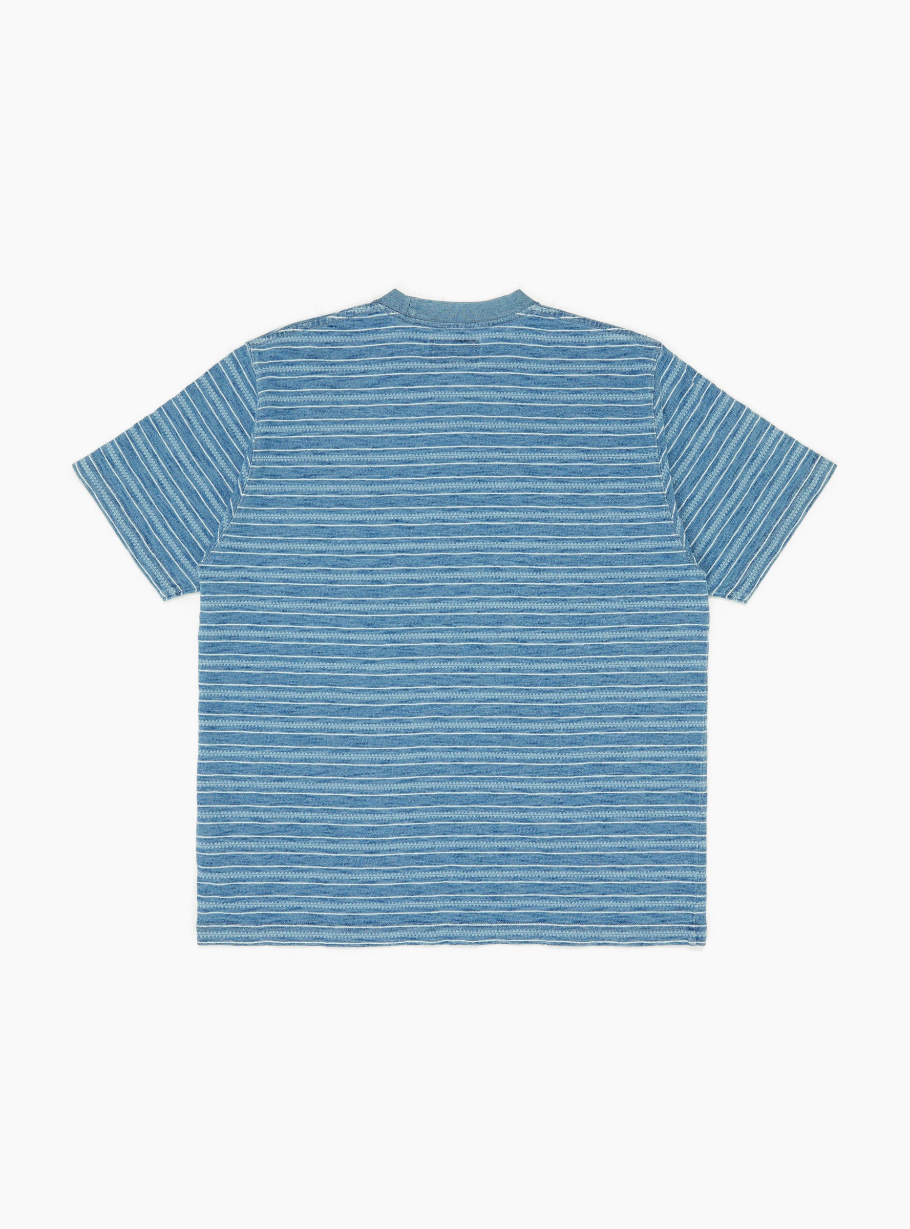 Pocket Tee Indigo Stripe Sax Sax BEAMS PLUS (Back) at Couverture & The Garbstore