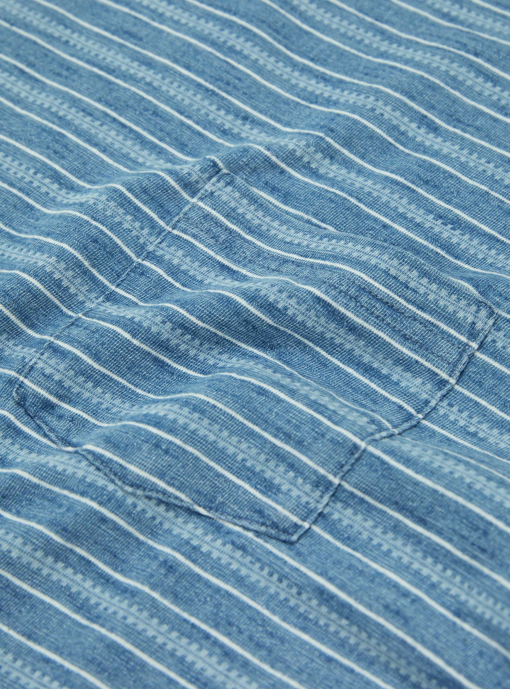 Pocket Tee Indigo Stripe Sax Sax BEAMS PLUS (Pocket Detail) at Couverture & The Garbstore