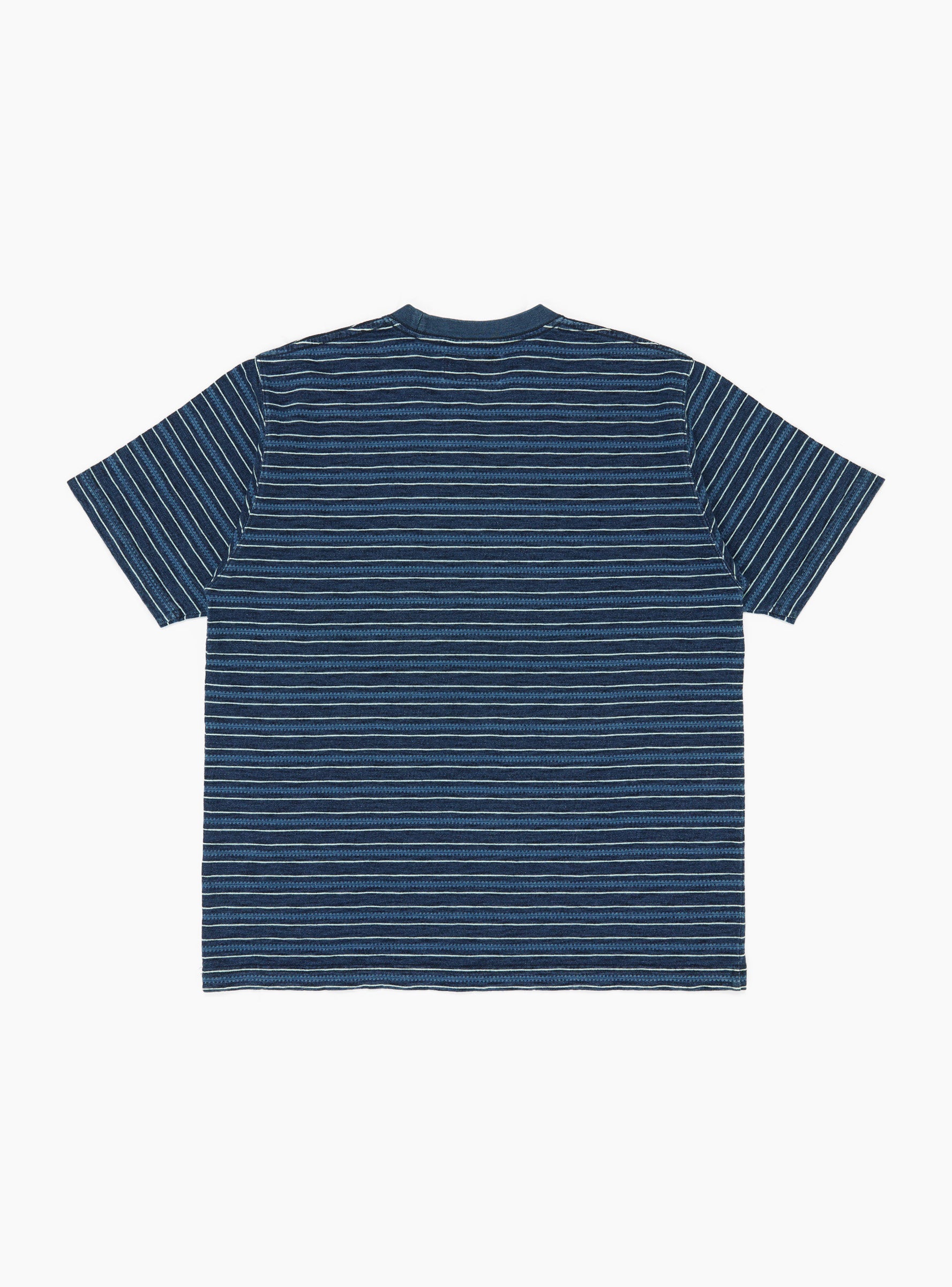 Pocket Tee Indigo Stripe Navy Navy BEAMS PLUS (Back) at Couverture & The Garbstore