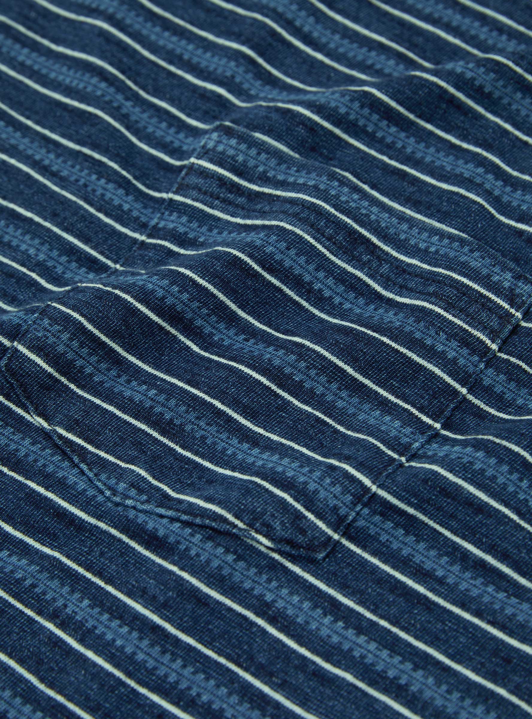 Pocket Tee Indigo Stripe Navy Navy BEAMS PLUS (Pocket Detail) at Couverture & The Garbstore