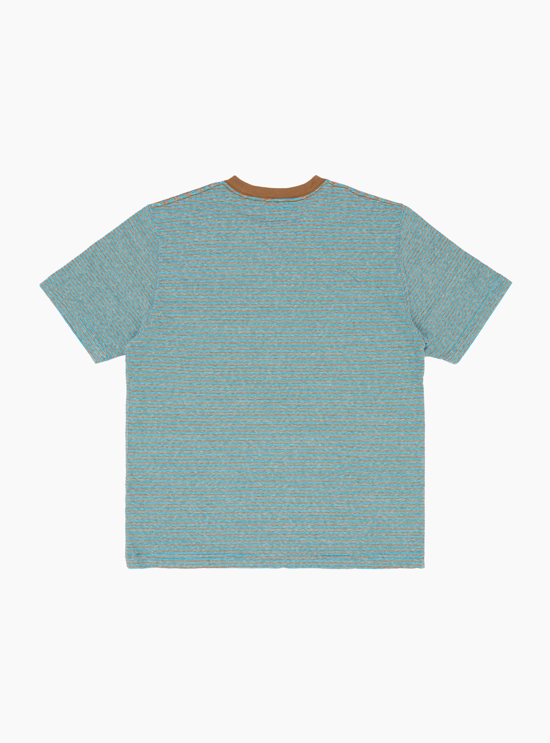 Pocket Tee Multi Stripe Sax Sax BEAMS PLUS (Back) at Couverture & The Garbstore