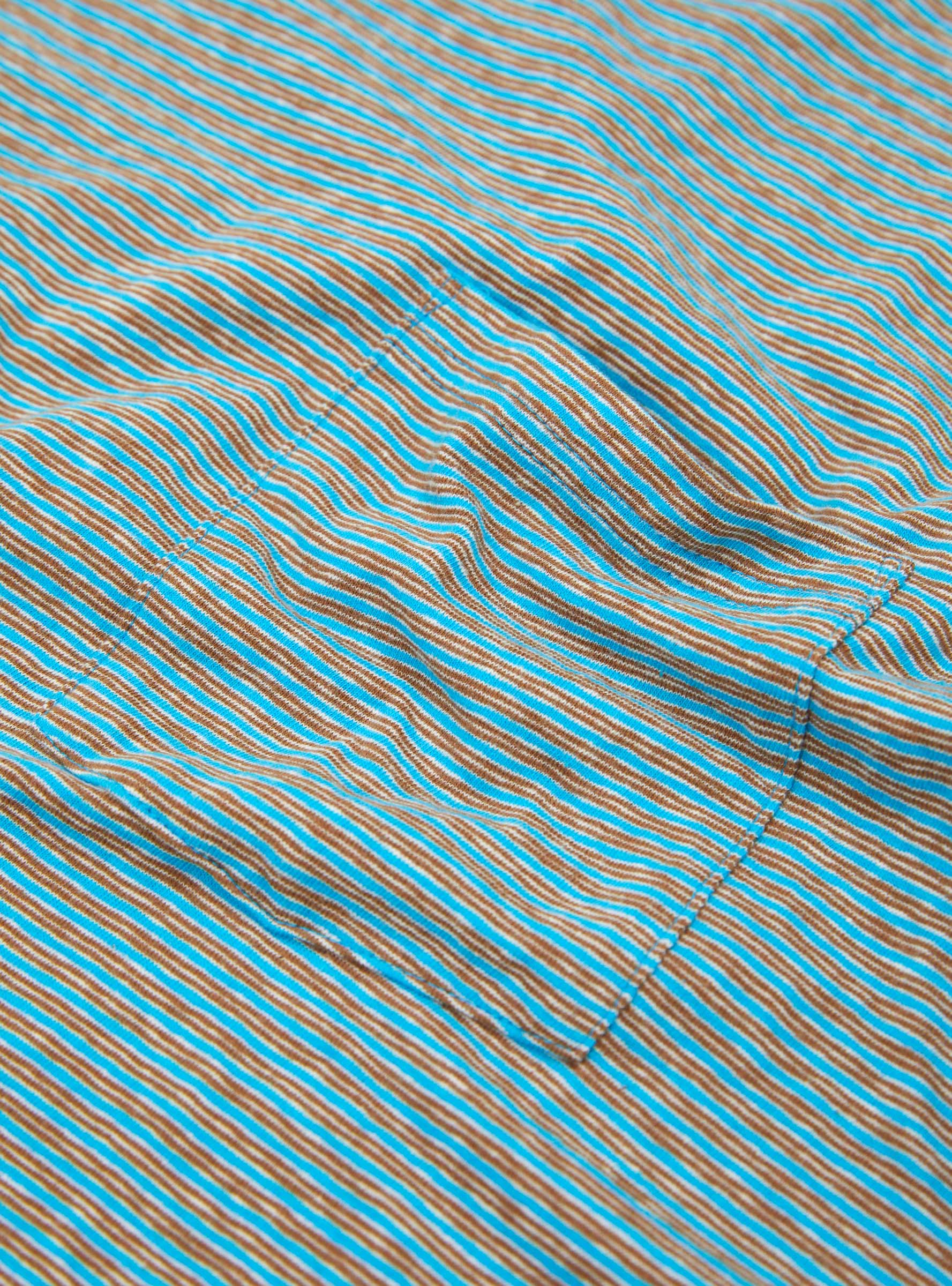 Pocket Tee Multi Stripe Sax Sax BEAMS PLUS (Pocket Detail) at Couverture & The Garbstore