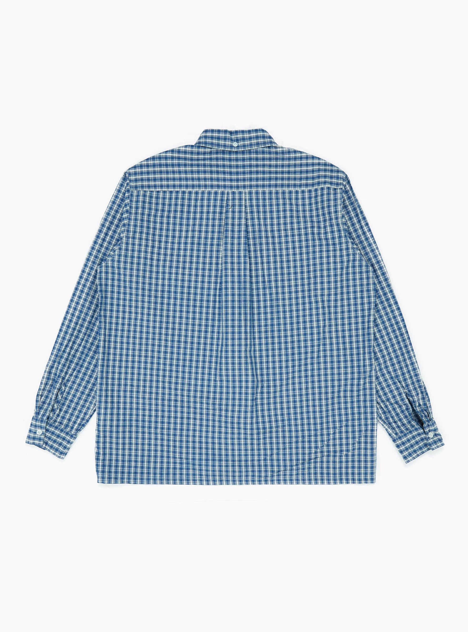 Open B.D. Indigo Dobby Plaid Blue Blue BEAMS PLUS (Back) at Couverture & The Garbstore