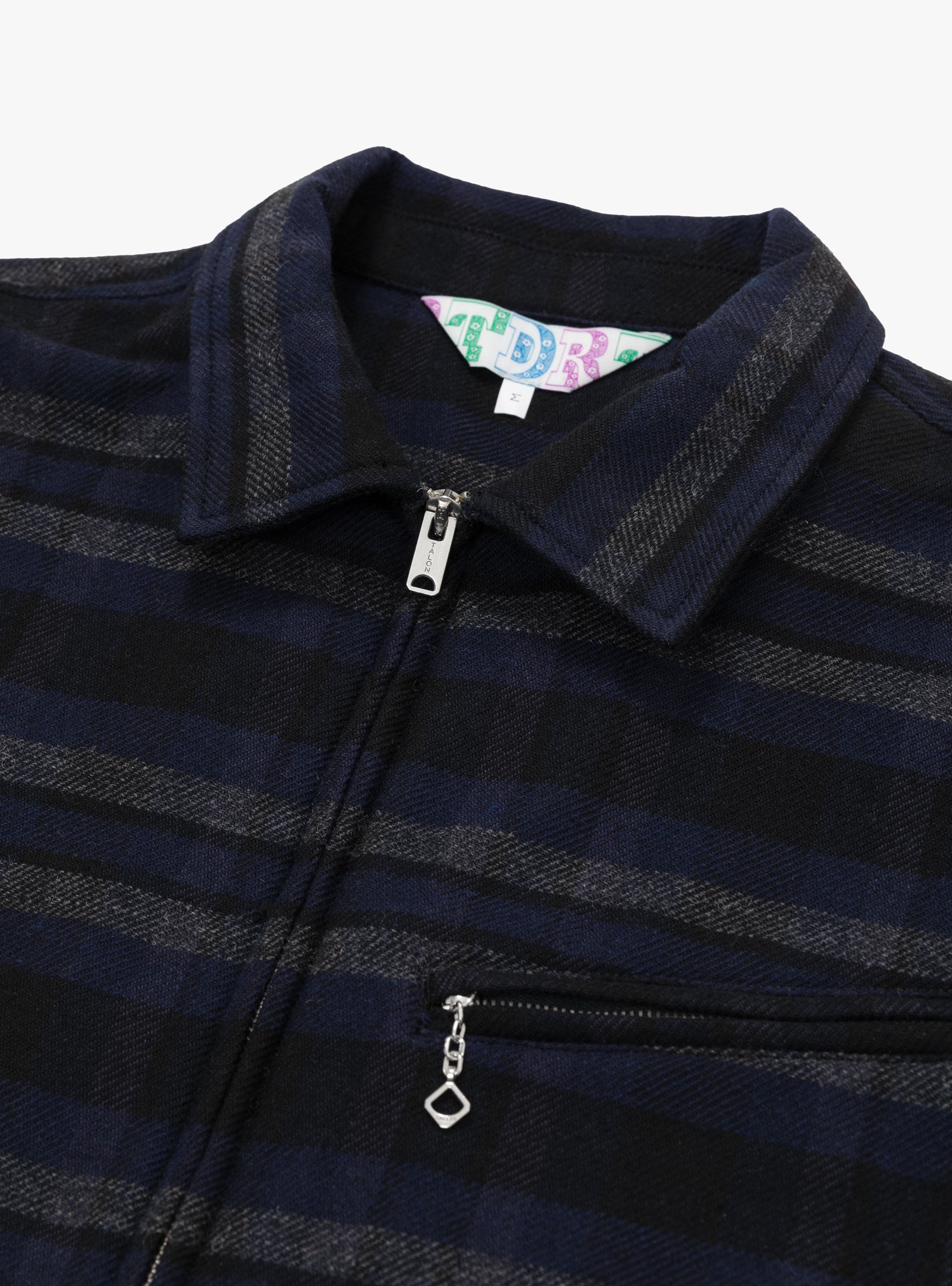 Cotton Wool Grande Zip Shirt Blue TDR (Collar Detail) at Couverture & The Garbstore