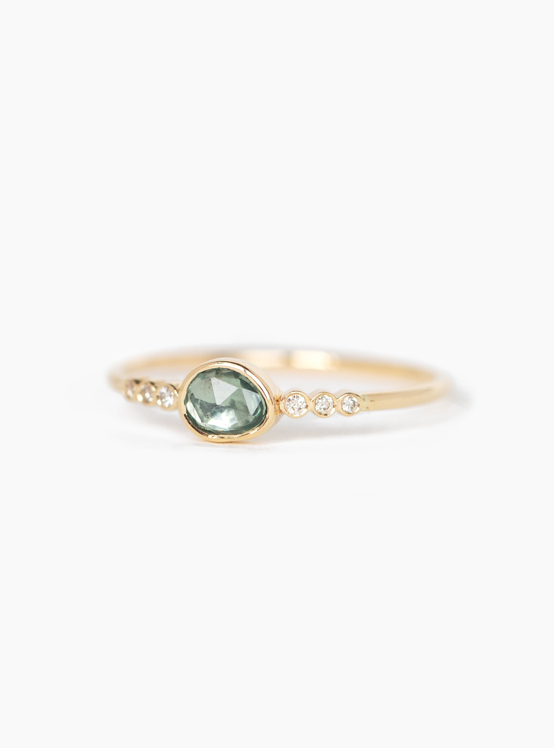 Green Sapphire and Six Diamonds Ring Green Sapphire Celine Daoust (Front) at Couverture & The Garbstore