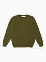 Seamless Lambswool Crew Olive Green TDR (Front) at Couverture & The Garbstore