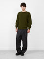 Seamless Lambswool Crew Military Green TDR (modle front) at Couverture & The Garbstore