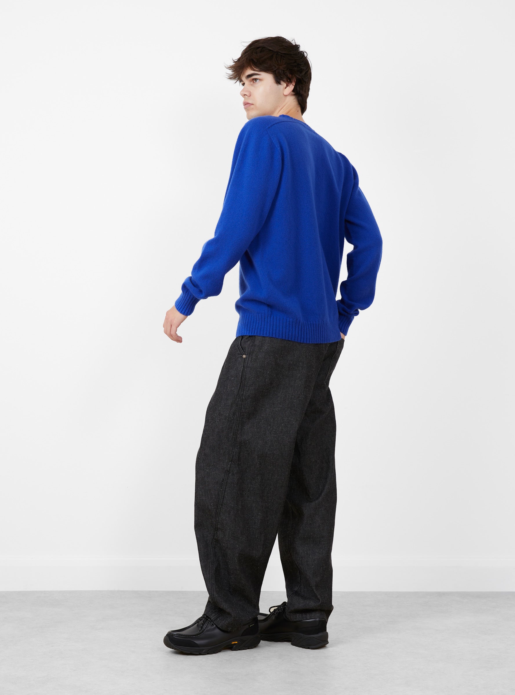 Seamless Lambswool Crew Klein Blue TDR (model side) at Couverture & The Garbstore