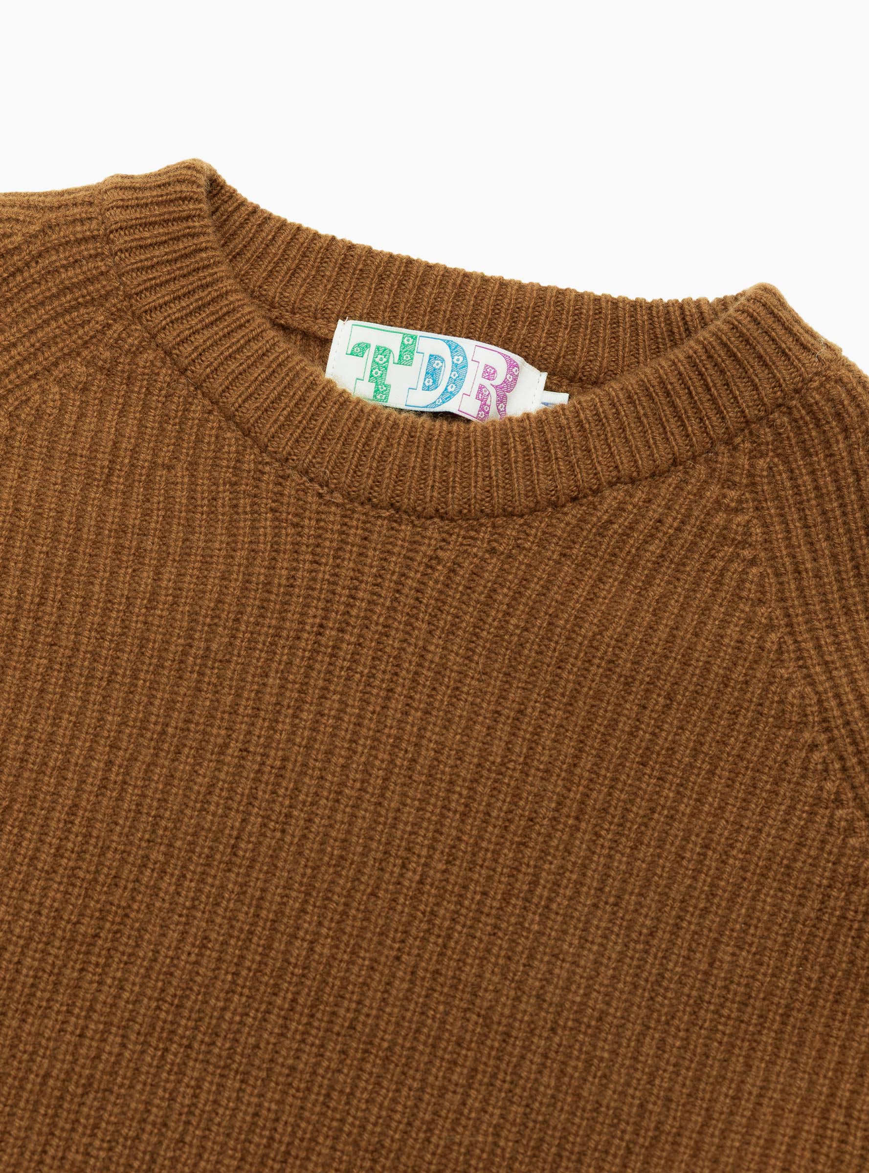 Seamless Fisherman Crew Camel Brown TDR (Neckline Detail) at Couverture & The Garbstore