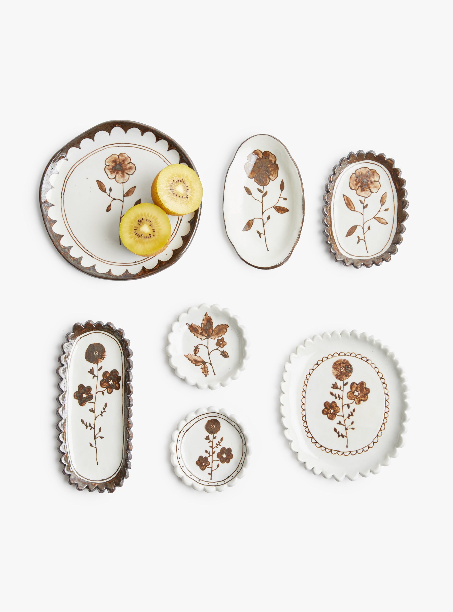 Wild Rose Snack Plate Brown Stephanie Dawn Matthias (group shot) at Couverture & The Garbstore