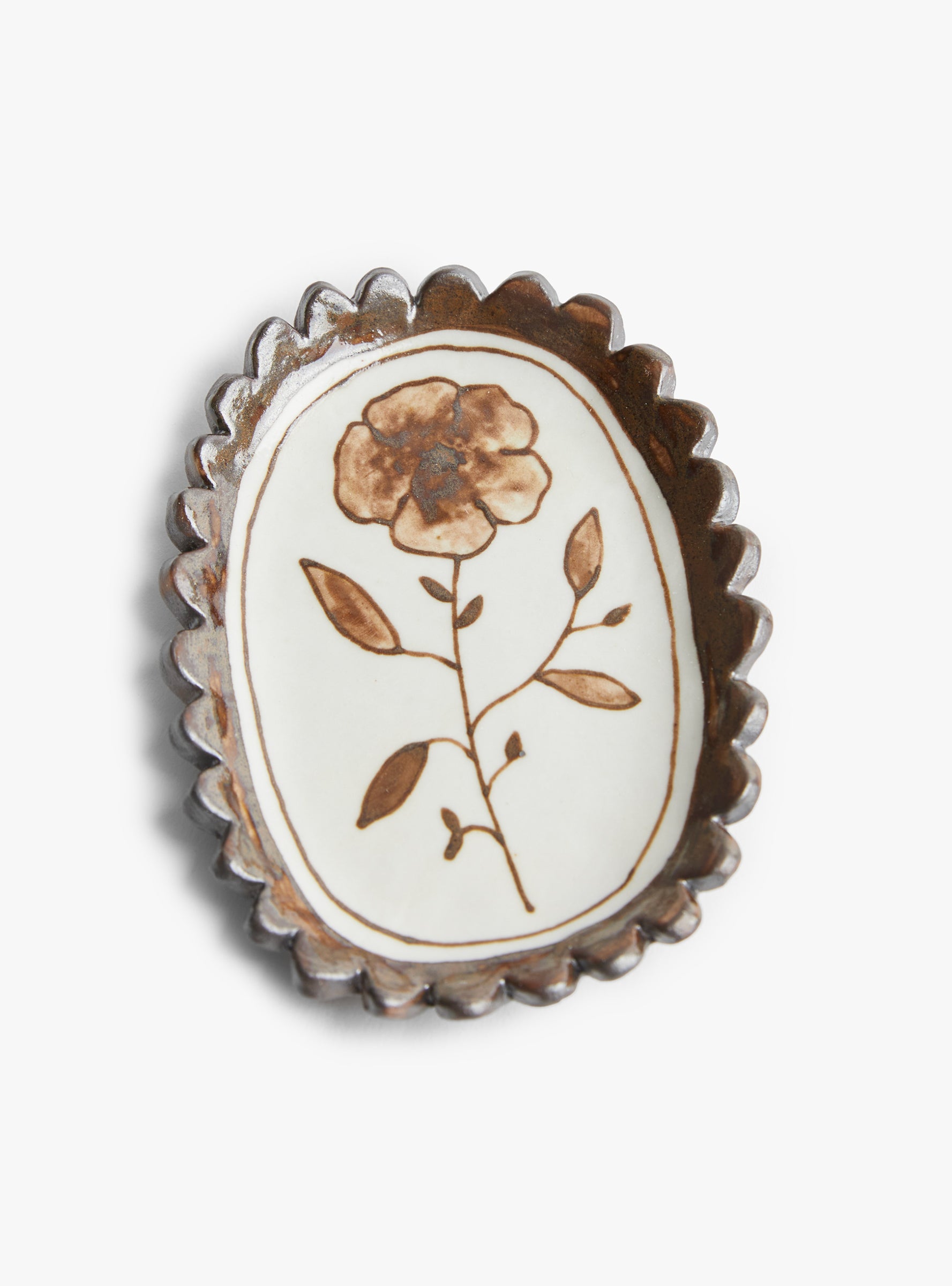 R-Wild Rose Ring Dish Brown Flower Stephanie Dawn Matthias (top view) at Couverture & The Garbstore