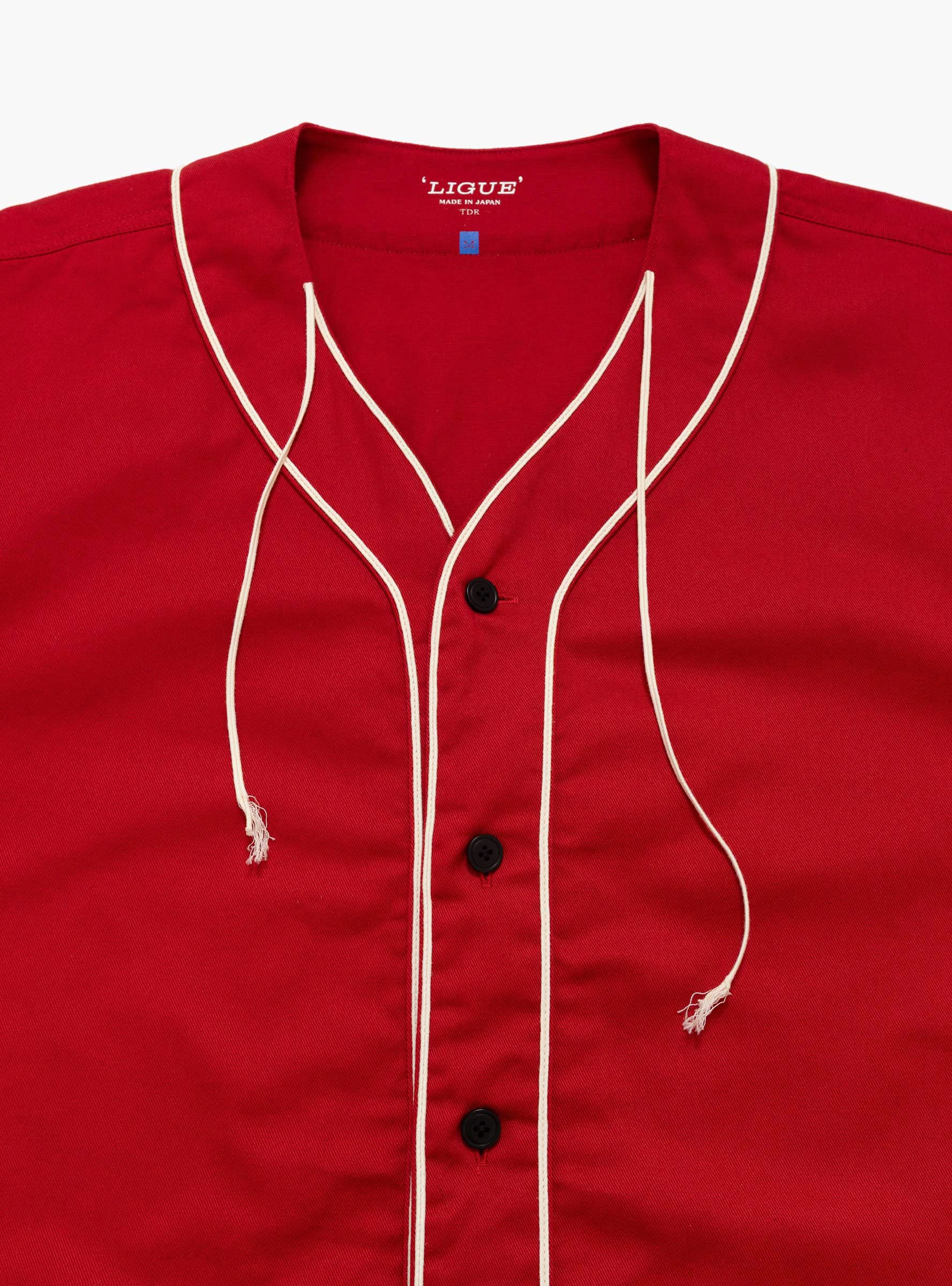1930's Cotton Community League Broken Baseball Jersey Red TDR (Collar Detail) at Couverture & The Garbstore