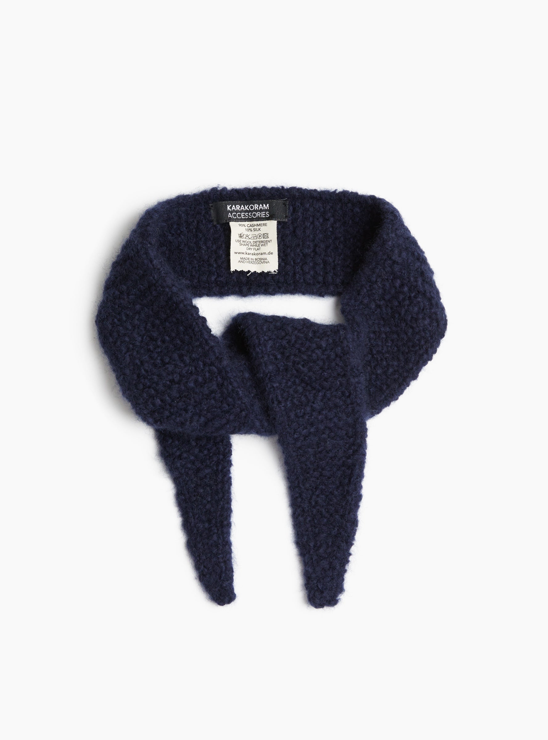Cashmere and Silk Scarf Navy Navy KARA (Front) at Couverture & The Garbstore