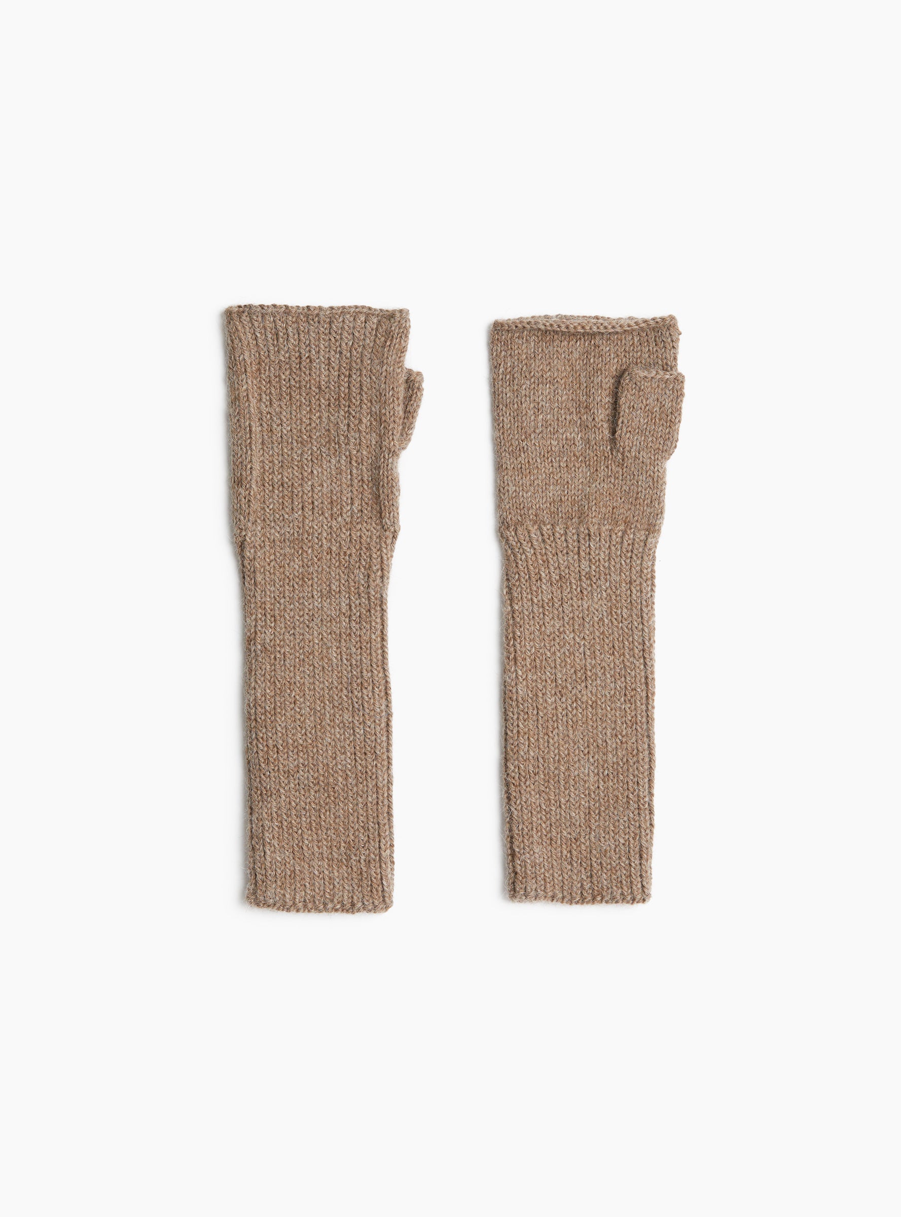 Baby Alpaca Fingerless Gloves Brown Melange Brown Melange KARA (Front) at Couverture & The Garbstore