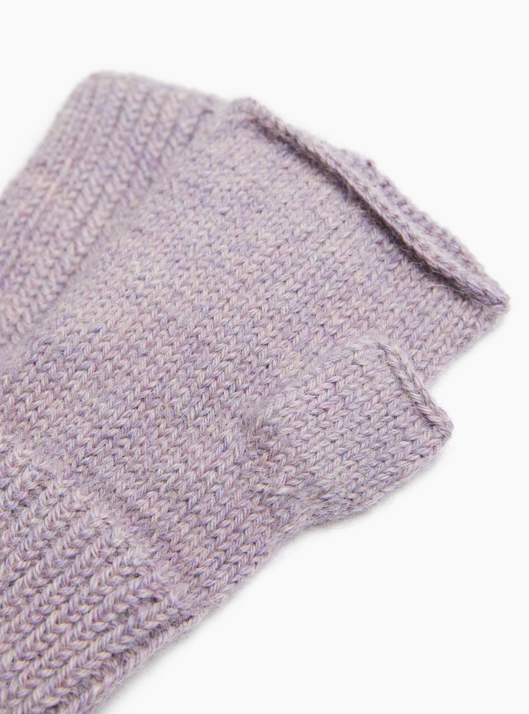 Baby Alpaca Fingerless Gloves Lilac Melange Lilac Melange KARA (Fabric Detail) at Couverture & The Garbstore