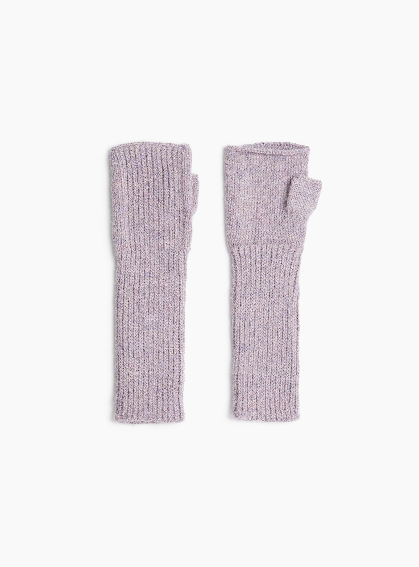 Baby Alpaca Fingerless Gloves Lilac Melange Lilac Melange KARA (Front) at Couverture & The Garbstore
