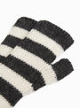 Baby Alpaca Striped Fingerless Gloves Charcoal and White Charcoal and White KARA (Fabric Detail) at Couverture & The Garbstore
