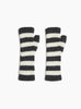 Baby Alpaca Striped Fingerless Gloves Charcoal and White Charcoal and White KARA (Front) at Couverture & The Garbstore