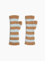 Baby Alpaca Striped Fingerless Gloves Camel and Light Blue Camel and Light Blue KARA (Front) at Couverture & The Garbstore