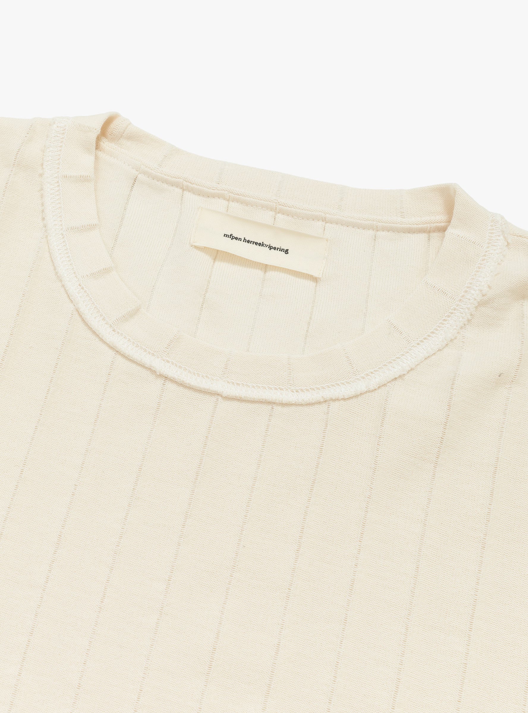 M Round Neck Sweater Ecru MFPEN (collar detail) at Couverture & The Garbstore
