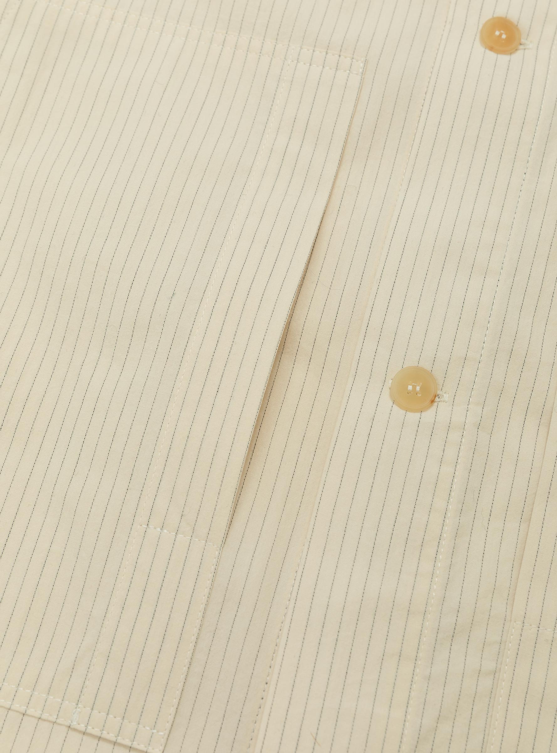 Chore Shirt Poplin Stripe WANZE (pocket detail) at Couverture & The Garbstore
