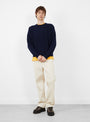 Waffle Cashmere Sweater Deep Navy Stussy (model front) at Couverture & The Garbstore