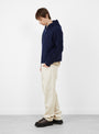 Waffle Cashmere Zip Hoodie Deep Navy Stussy (model side) at Couverture & The Garbstore