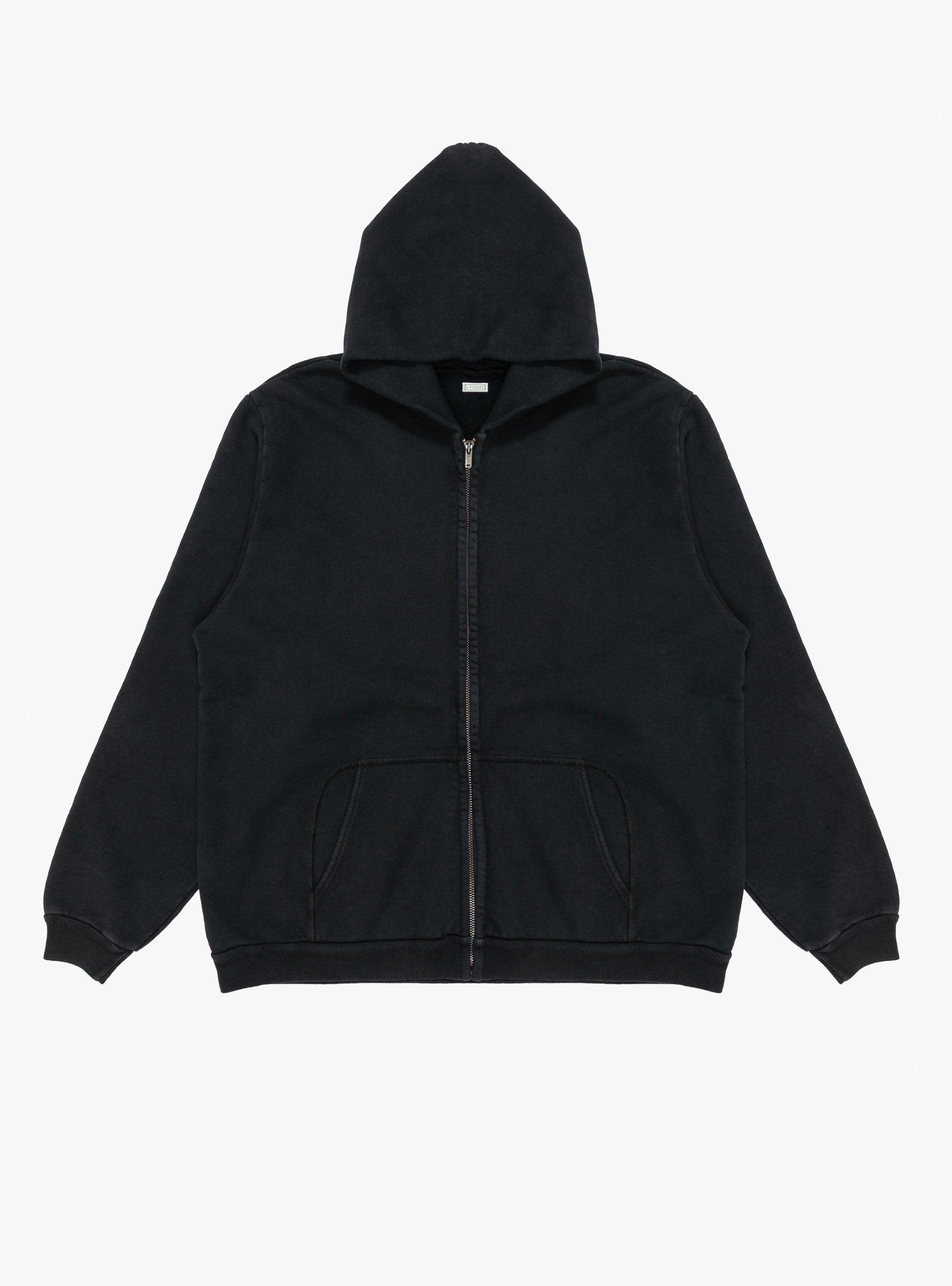 Vintage Zip Sweat Hoodie Black A.PRESSE (front) at Couverture & The Garbstore