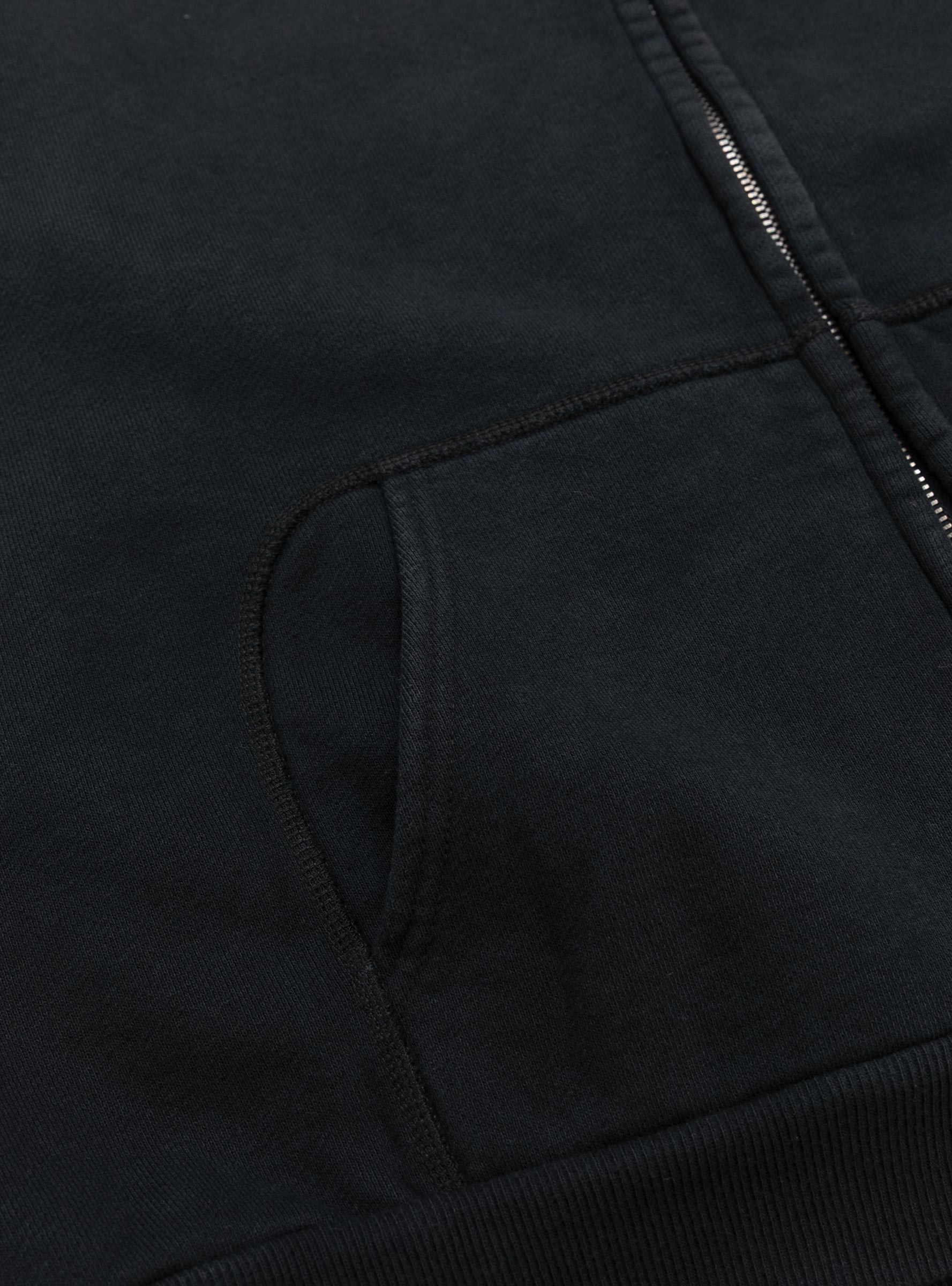 Vintage Zip Sweat Hoodie Black A.PRESSE (pocket detail) at Couverture & The Garbstore