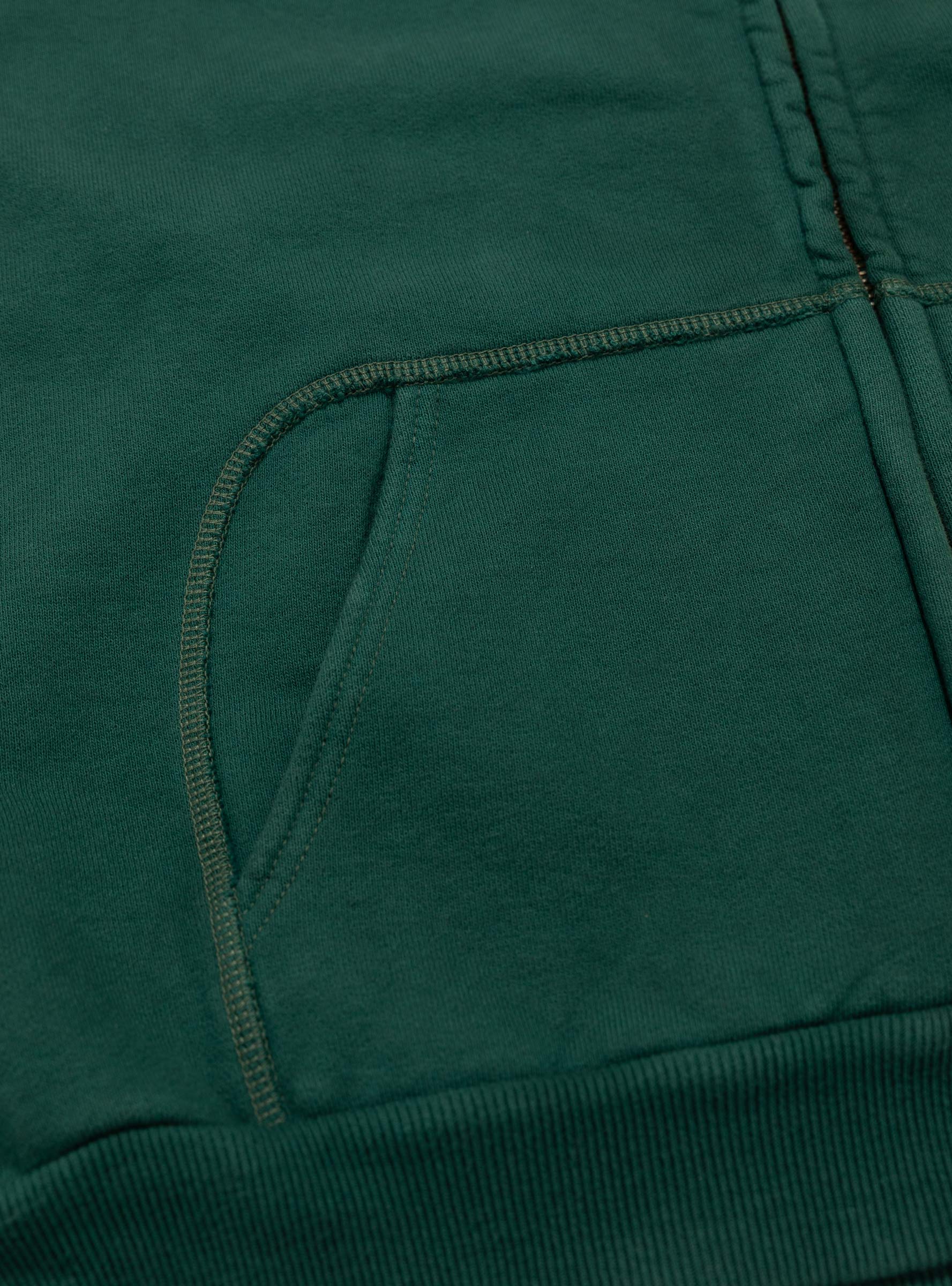 Vintage Zip Sweat Hoodie Green A.PRESSE (pocket detail) at Couverture & The Garbstore