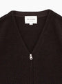 Zip Up Cardigan Brown Charcoal STILL BY HAND (Collar Detail) at Couverture & The Garbstore