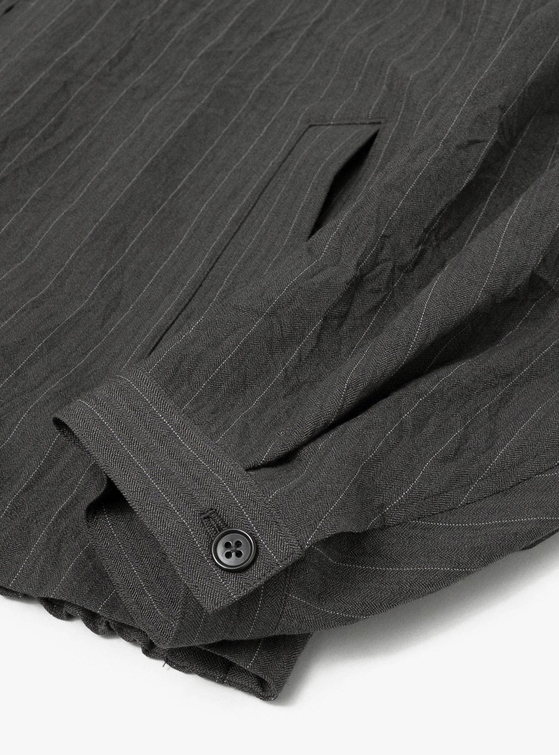 Creasy Zip Up Blouson Charcoal STILL BY HAND (Sleeve Detail) at Couverture & The Garbstore