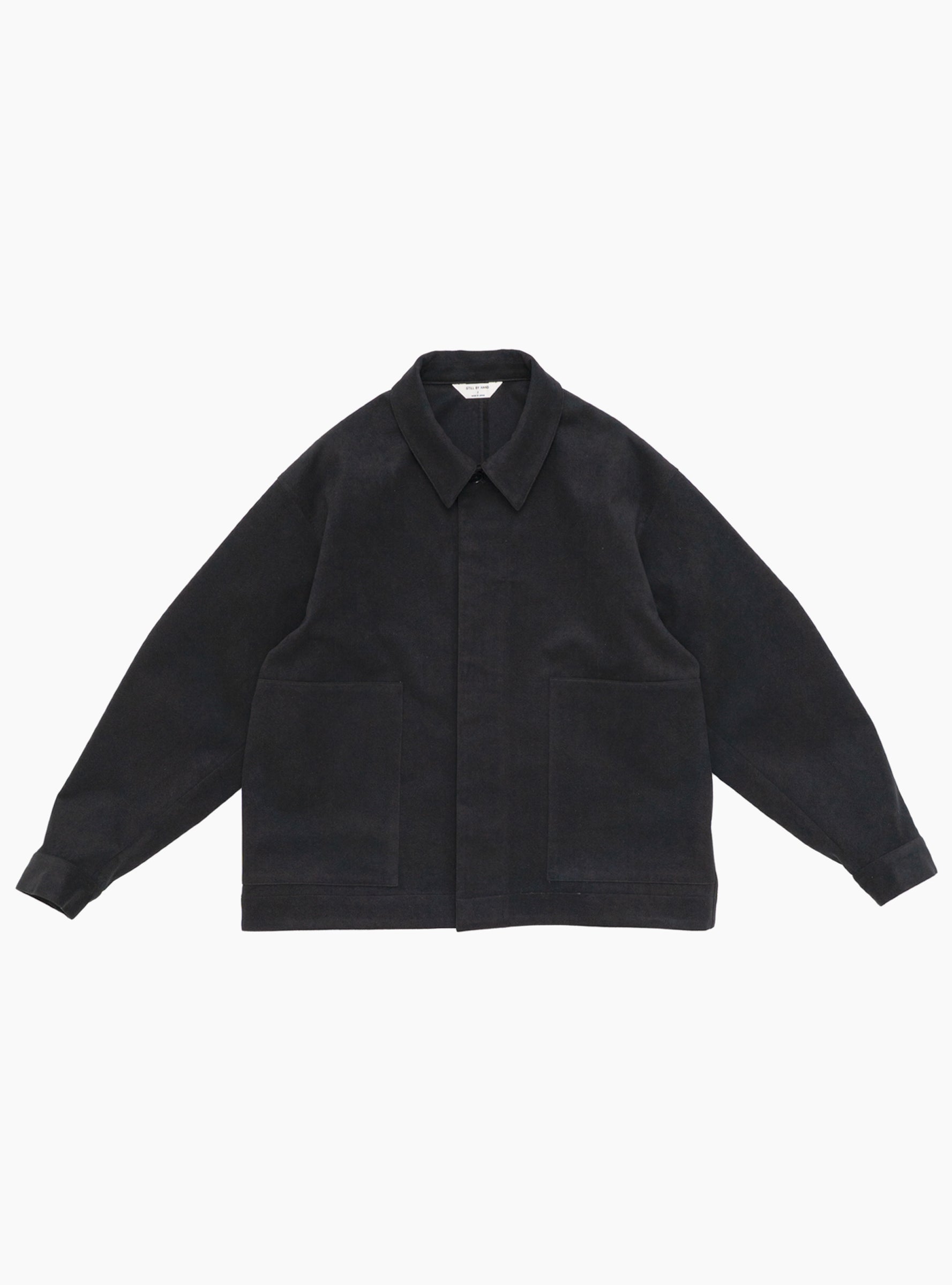 Synthetic Leather Short Blouson Ink Black STILL BY HAND (Front) at Couverture & The Garbstore