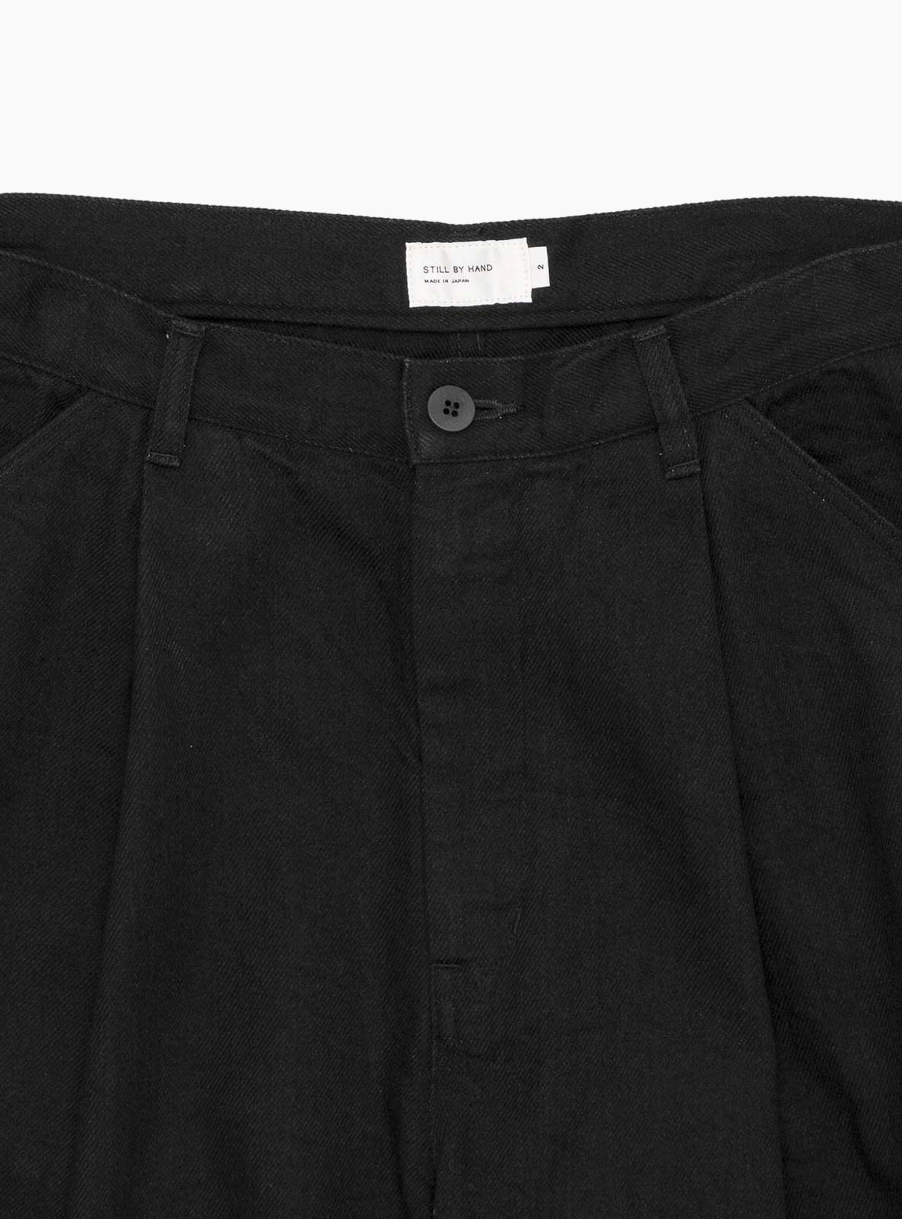 12 Oz Deep Tuck Denim Pants Black STILL BY HAND (Button Detail) at Couverture & The Garbstore