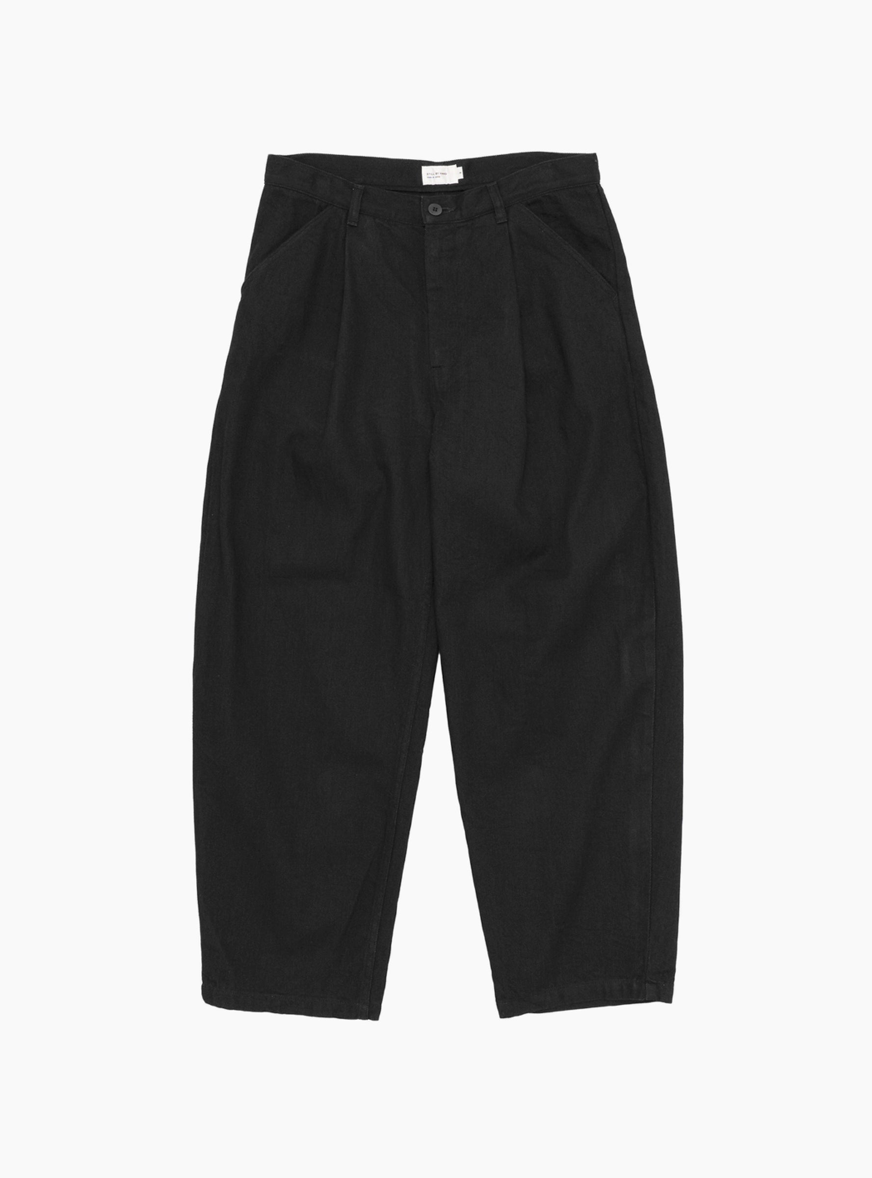 12 Oz Deep Tuck Denim Pants Black STILL BY HAND (Front) at Couverture & The Garbstore