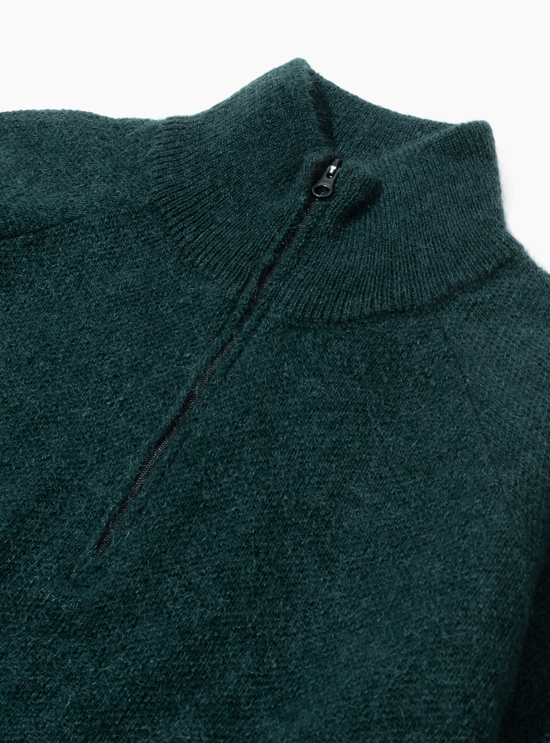 Essence Mohair Mixed Knit Top Forest Green HIKING PATROL (Zip Detail) at Couverture & The Garbstore