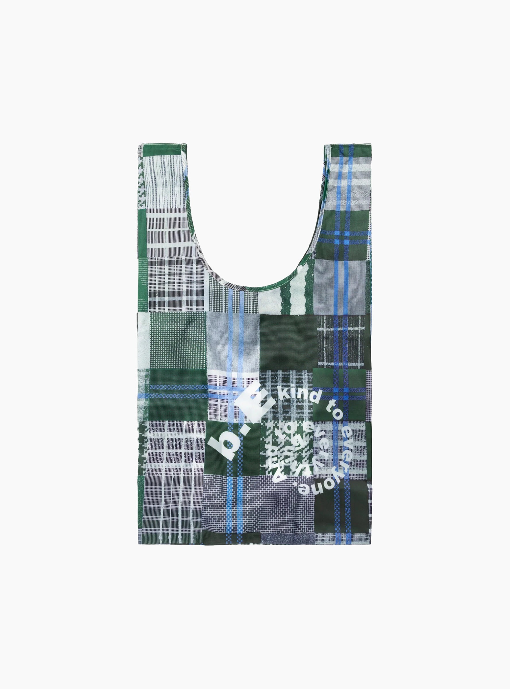 Mix Checker Reusable Bag Green & White B.EAUTIFUL (Back) at Couverture & The Garbstore