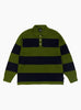 Pique Knit Stripe Rugby Shirt Olive Stussy (Front) at Couverture & The Garbstore