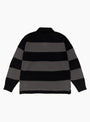 Pique Knit Stripe Rugby Shirt Black Stussy (Back) at Couverture & The Garbstore