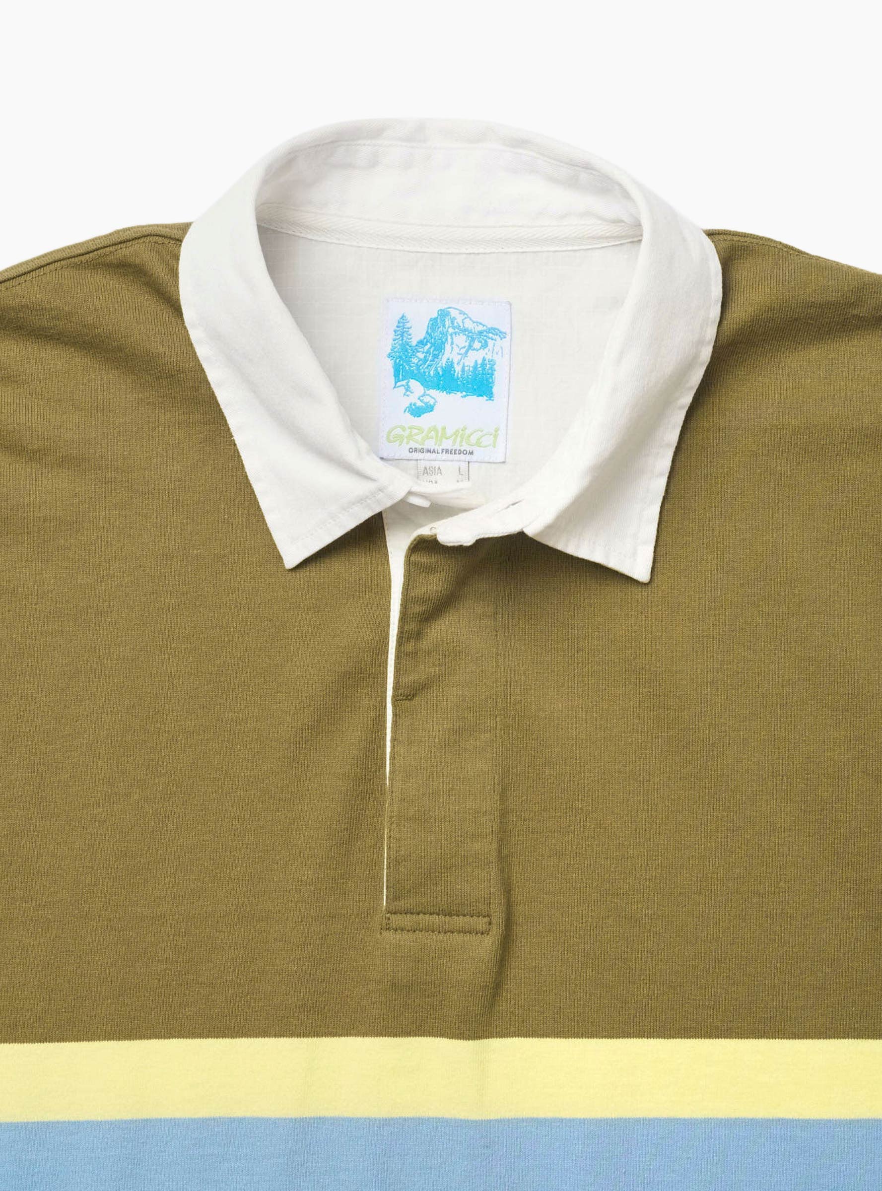 Langdon Rugby Shirt Winter Olive Gramicci (Collar Detail) at Couverture & The Garbstore
