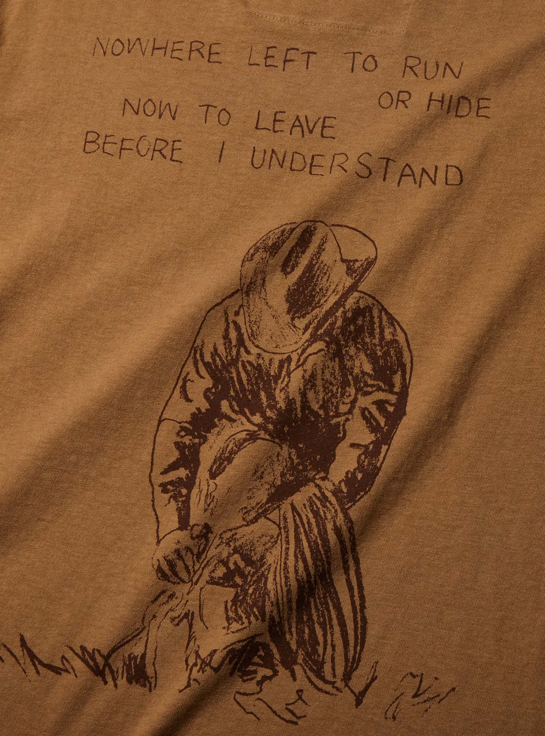 Return Again Tee Light Brown ONE OF THESE DAYS (Detail) at Couverture & The Garbstore
