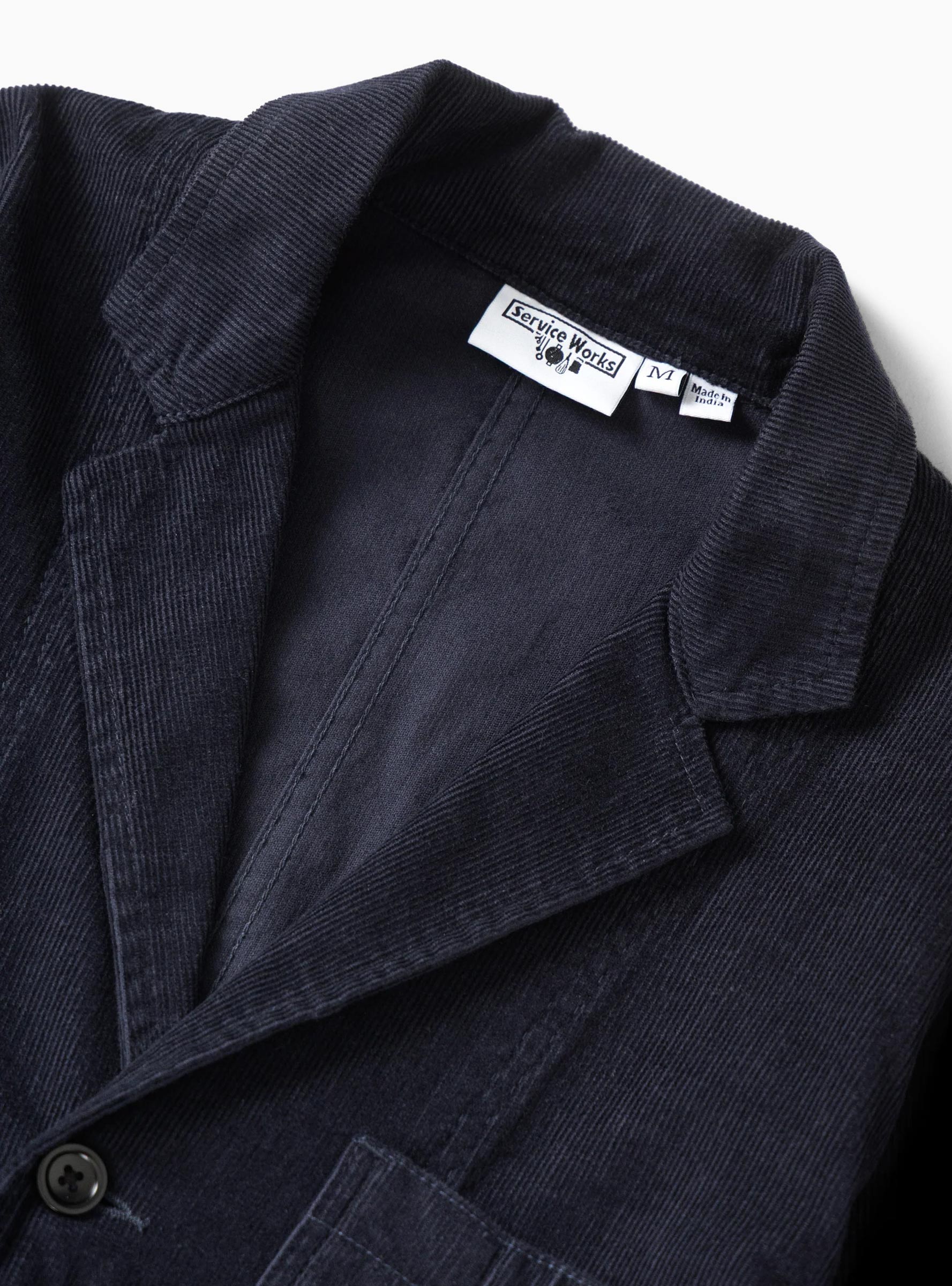 Fine Cord Server Suit Dark Navy Service Works (Collar detail) at Couverture & The Garbstore