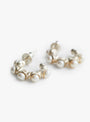 Crinkle Tiny Pearl Earrings Silver Silver Isabella Etou (close up) at Couverture & The Garbstore