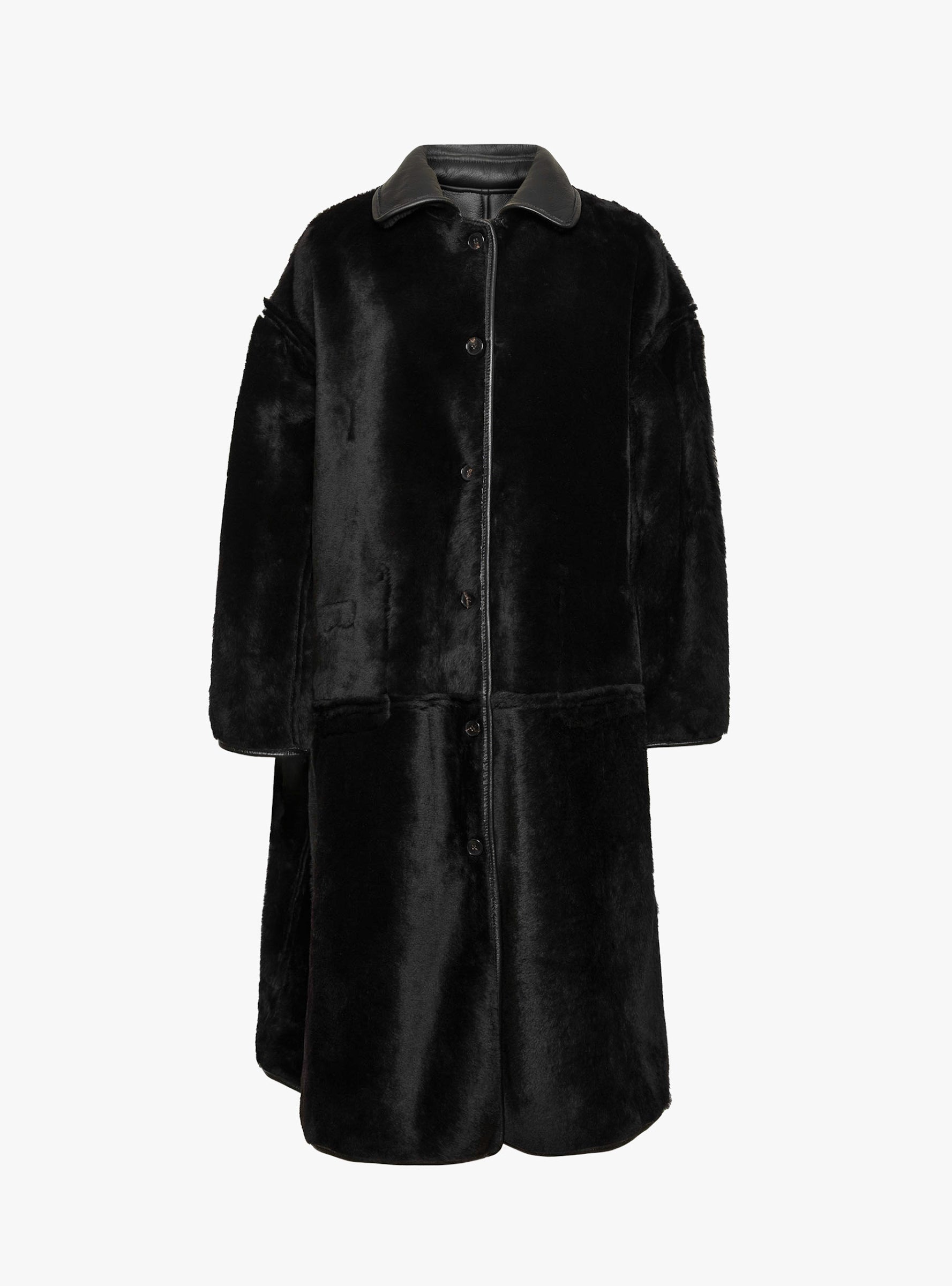 Leather Back Straight Hair Sheepskin Roo Coat Black Black CAWLEY (ghost front) at Couverture & The Garbstore
