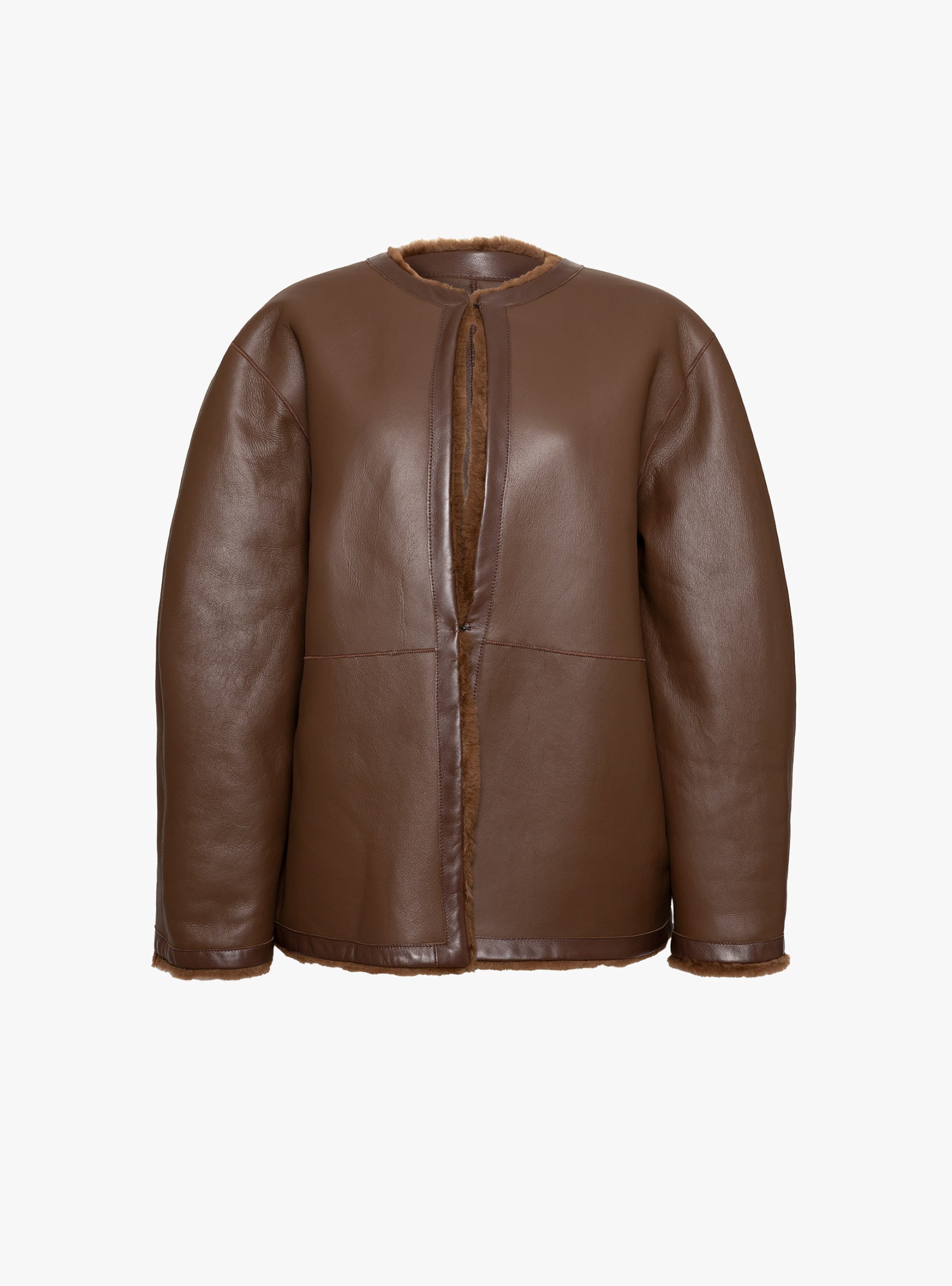 Leather Back Straight Hair Sheepskin Mila Coat Walnut Walnut CAWLEY (ghost front reversed) at Couverture & The Garbstore