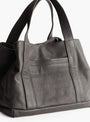 Sapple Goat Mini Tote with Coin Purse Brown Brown CAWLEY (pocket detail) at Couverture & The Garbstore