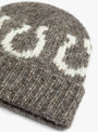 Alpaca Cotton Horseshoe Beanie Charcoal WYTHE (close up) at Couverture & The Garbstore