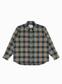 Grande Zip Shirt Midnight Blue Check At Couverture & The Garbstore By Garbstore Front Shot