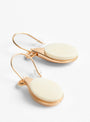 Gold Plated Flat Oval Stone Earrings Bone