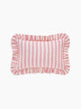 The Candy Stripe Frill Cushion in Peony from Projektityyny at Couverture 6 The Garbstore
front 